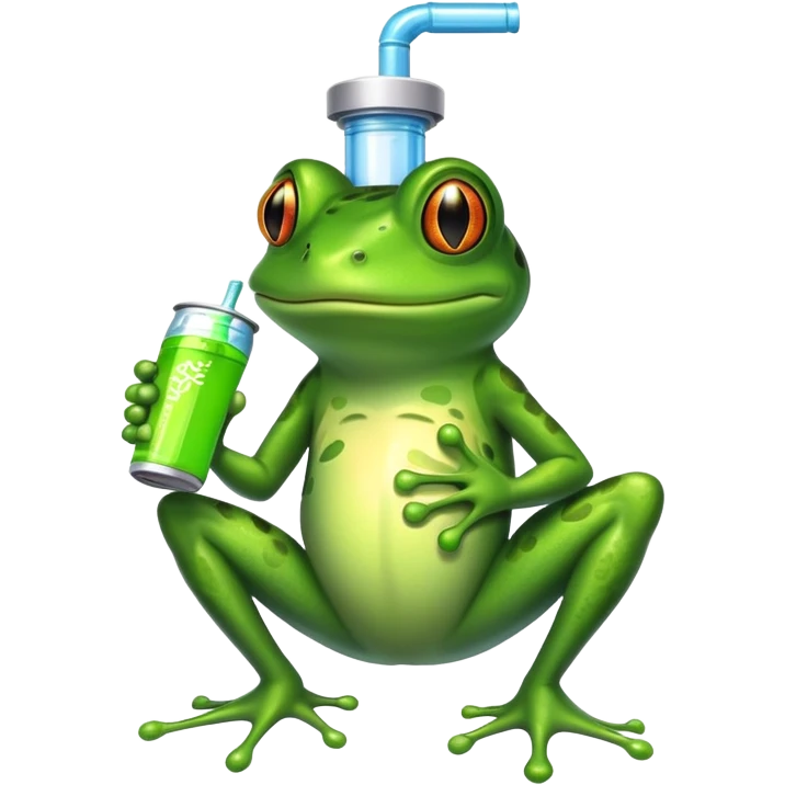 Frog with energy drink emoji