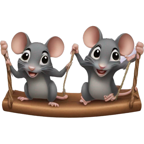 two rats hanging out on a swingset emoji