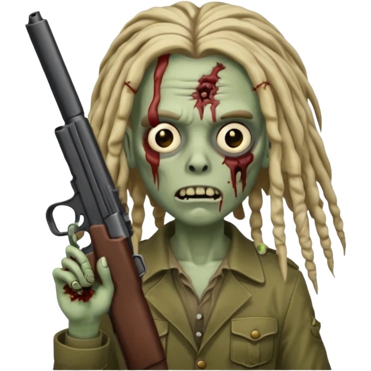 Zombie with dreads and gun emoji