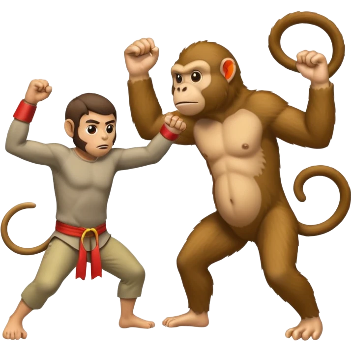 Man fighting a monkey in hand to hand combat  emoji