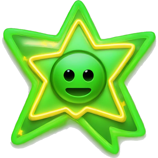 A Star high tech neon green and gold emoji