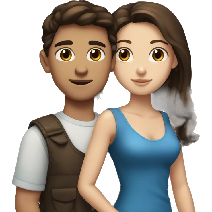 blue eyed brunette boy with a Bart with brown eyed brunette girl emoji