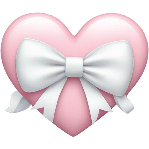 Pastel pink heart with white bow emoji
