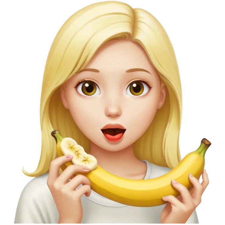 blonde girl eating banana emoji