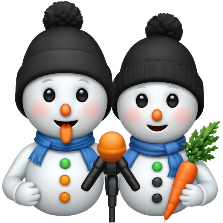 snowmen with microphone with winter cap emoji