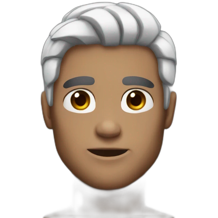 muscle man black hair facial emoji