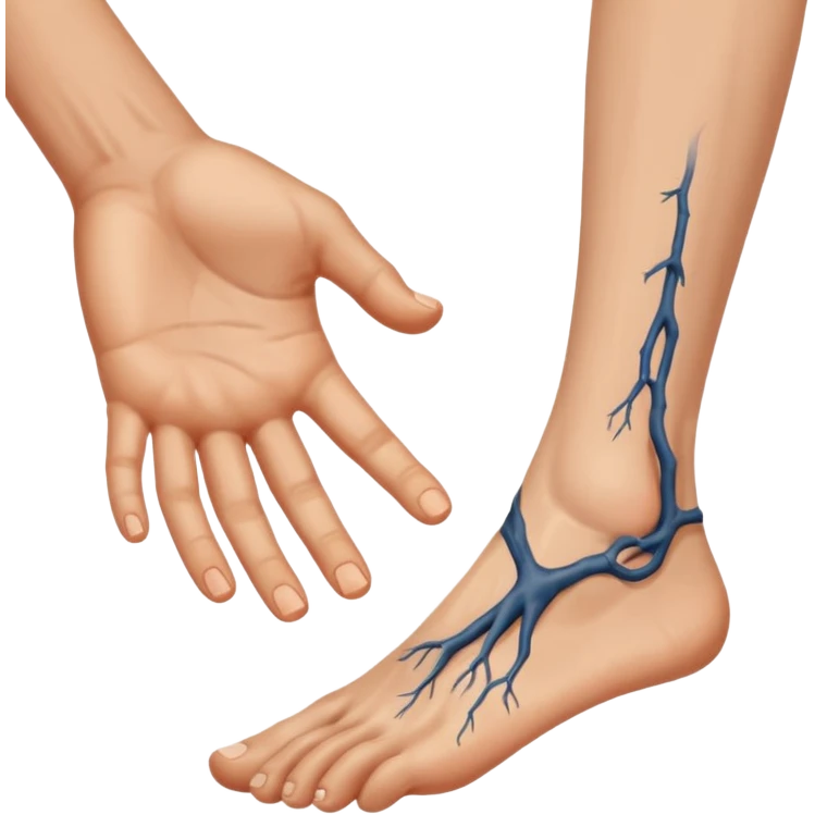 a person's hand is trying to touch another person's  foot emoji