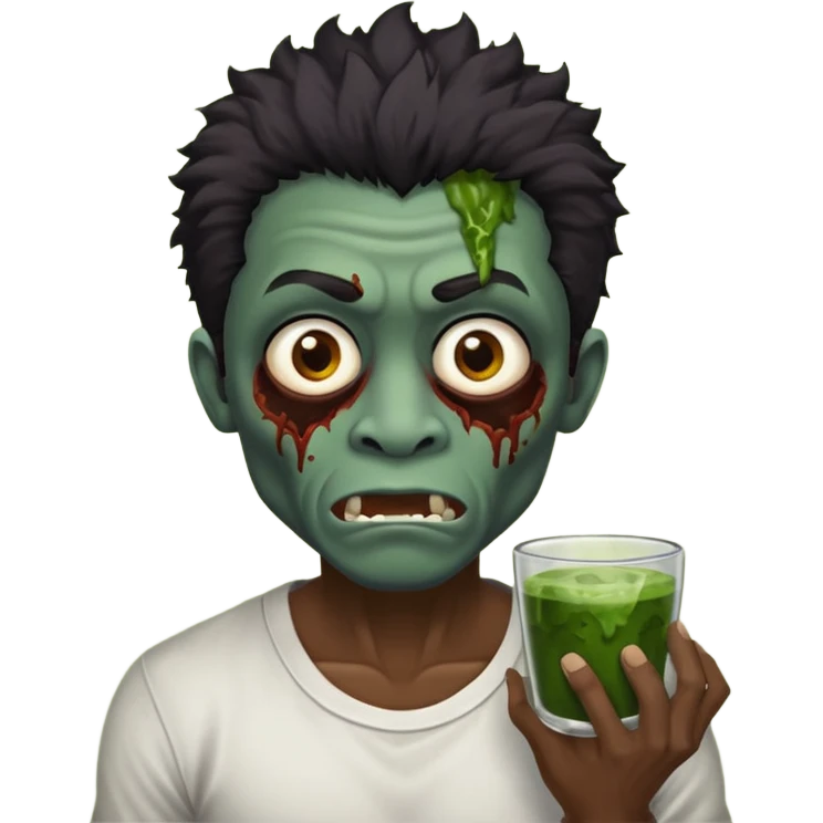 crie um emoji de zumbi homen de cabelo preto grande de emo bagunçado assim🧟 emoji