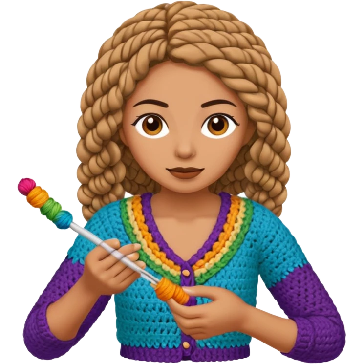 Pegatinas de Mujer tejiendo crochet  emoji