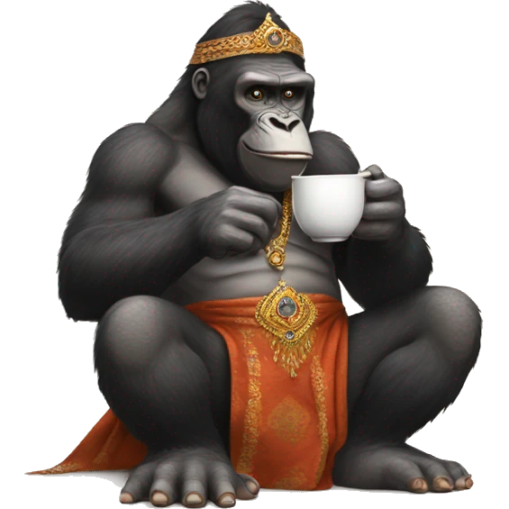 king kong drinking tea  wearing indian clothes  emoji
