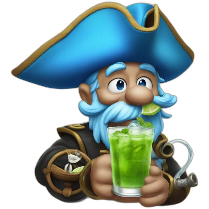 pirate Papa Smurf drinking mojito emoji