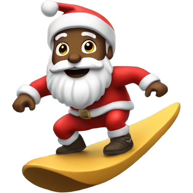 Santa surfing down mountain emoji