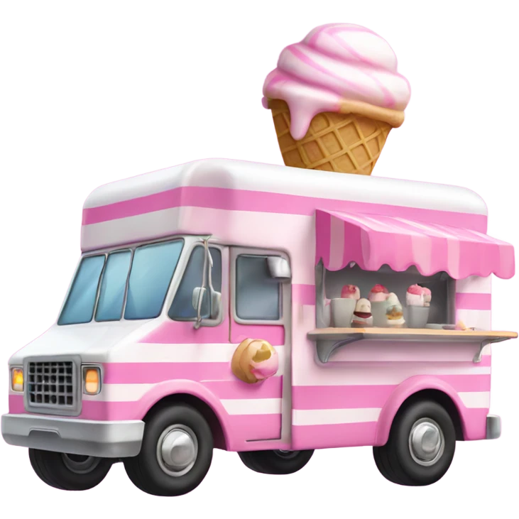 pink and white striped ice cream truck emoji