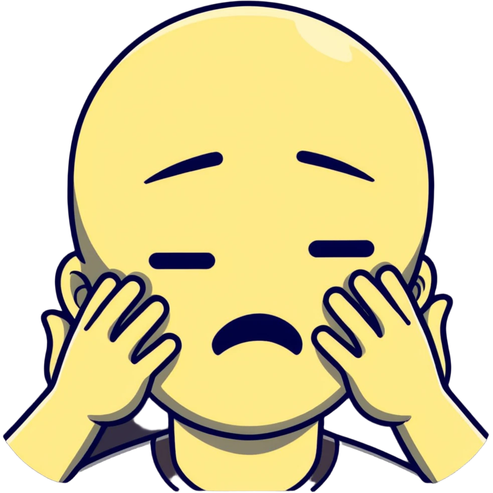 Face clutching head in agony and pain, suffering expression, hands gripping head emoji