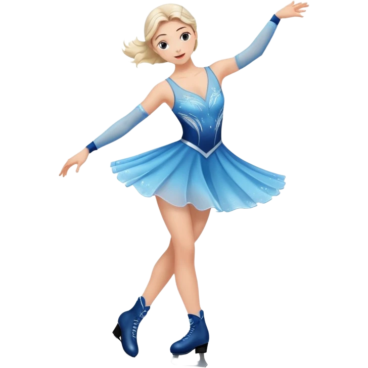 buz pıstının ustunde kayan,yarısma ıcın elbıse gıymıs ve artıstık hareketler yapan kadın emojısı  emoji