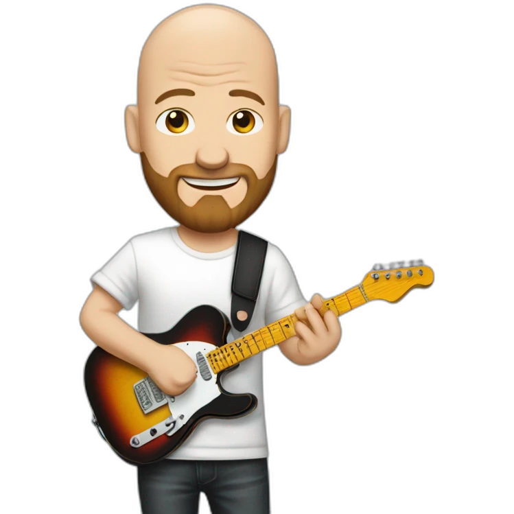 bald and beard guitarrist with a fender telecaster emoji