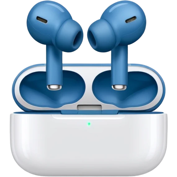 white minimalist iPhone style earphones with charging case emoji