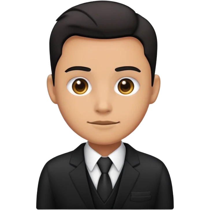 Human in a black suit with an ID badge emoji