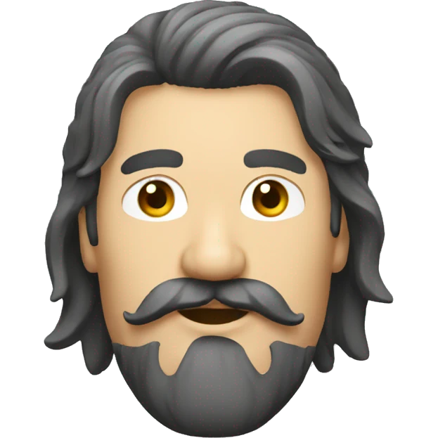Mullet hair dark mustache  emoji