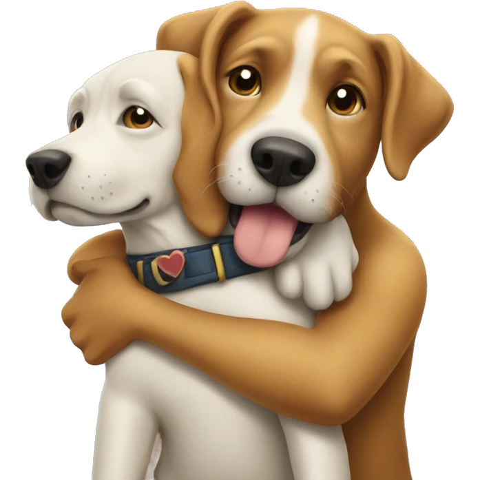 Dog hugging dog emoji