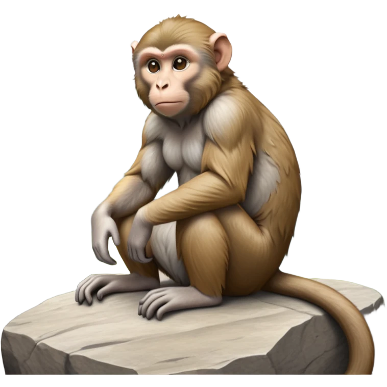 cinematic-macaque-realistic-full-body-sitting-emoji,-compact-muscular-frame-poised-on-a-rocky-outcrop,-short-curled-tail-resting-behind,-head-tilted-dramatically,-thick-dense-fur-in-warm-shades-of-brown-and-grey,-expressive-eyes-filled-with emoji
