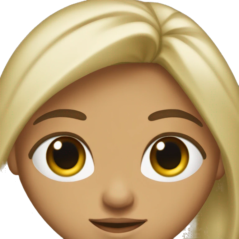 Chica con pelo castaño claro largo, tes blanca y ojos verdes  emoji