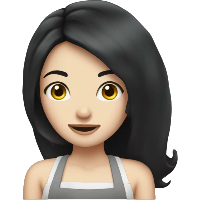 Pale girl with black hair cooking  emoji