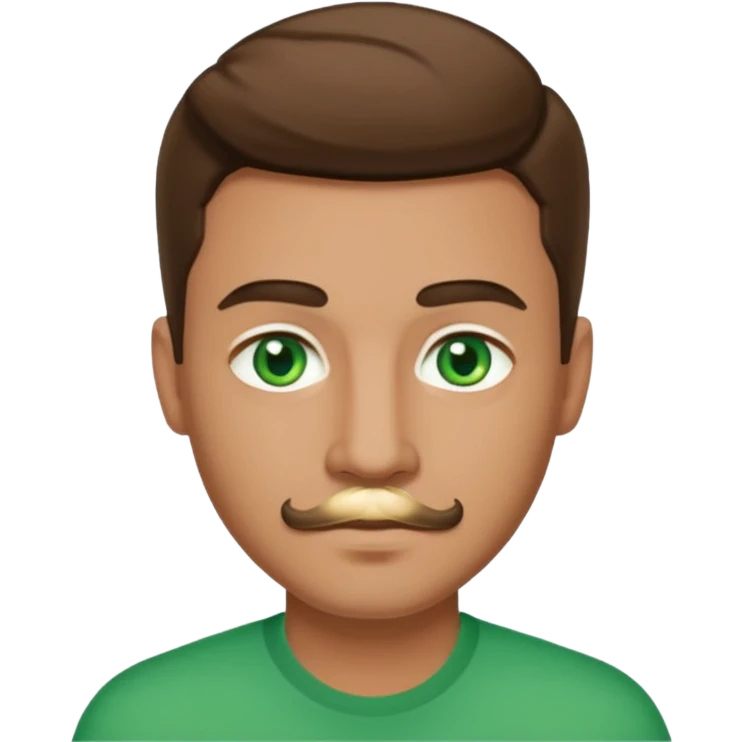 Handsome man with medium skin tone and green eyes with short mustache  emoji