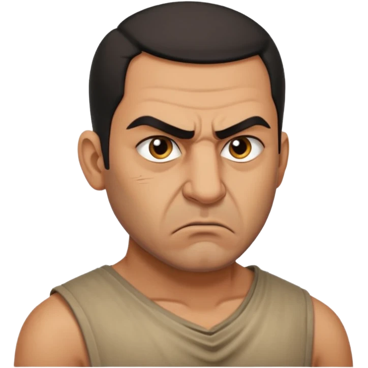 an angry Iraqi, in profile, chest-high emoji