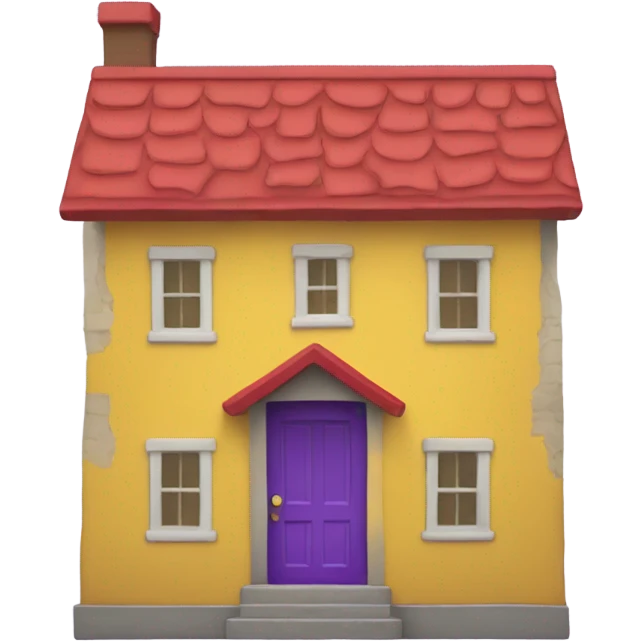 A house with a red roof on the yellow outside and a purple door emoji
