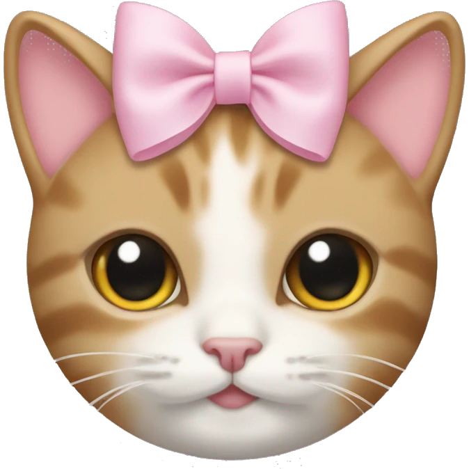 Cat with a light pink bow on it’s head  emoji