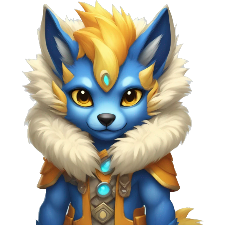 Anthro-Edgy-Cool-Blue-Yellow-Beige-Orange-Contrast-Colors-Fantasy-Fur-Sona-Chibi-Shiny-Fakémon-Hybrid full body emoji
