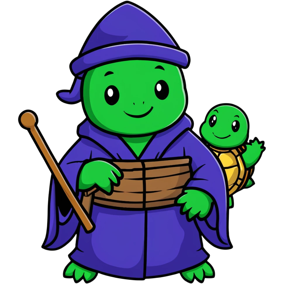 wizard surrounded by turtles emoji