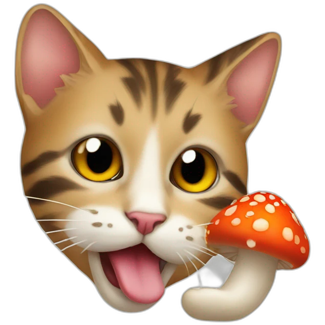 cat licking mushroom emoji