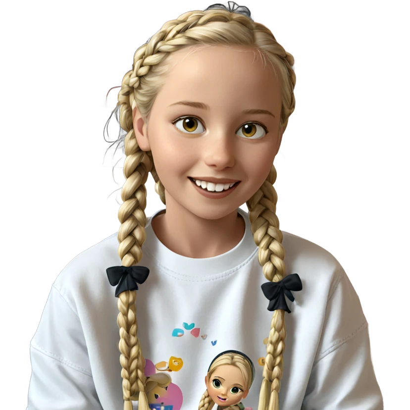 smiling girl with blonde braids emoji