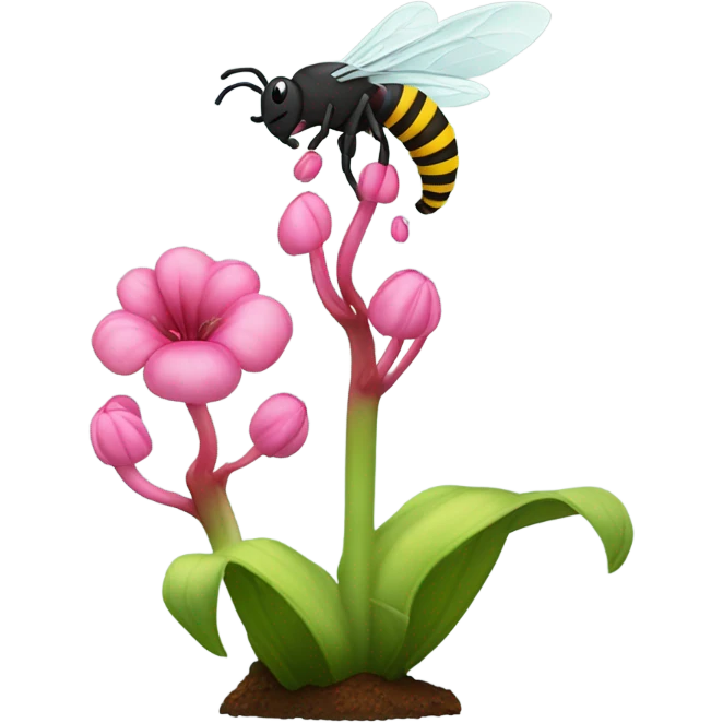 carnivorous plant pink flowers, and bee emoji