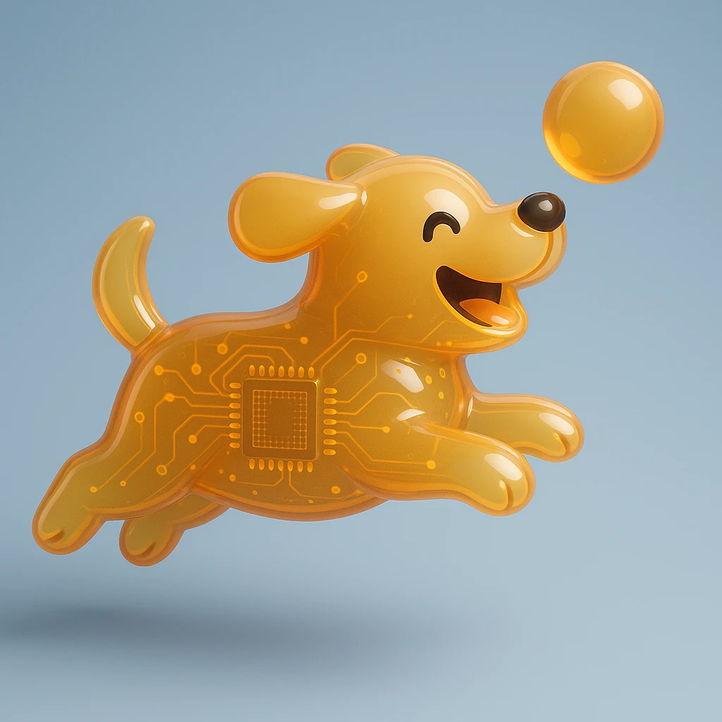happy dog running after ball emoji