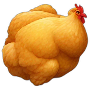 Un poulet qui mange un nugget emoji