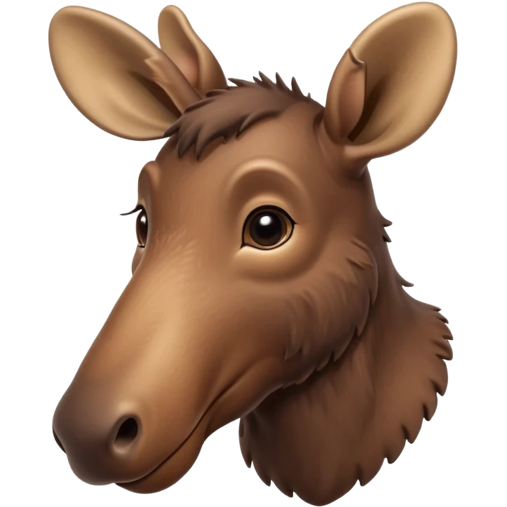 A high-resolution digital illustration of a baby moose in a clean, semi-realistic style. The baby moose is shown facing sideways head tilted  emoji