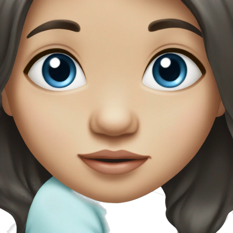 newborn baby girl daughter with dark straight hair and blue eyes emoji
