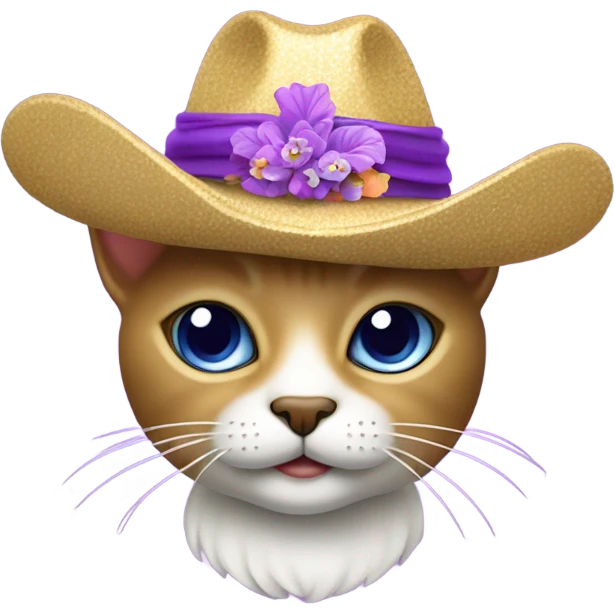 Gato con un sombrero lila  emoji