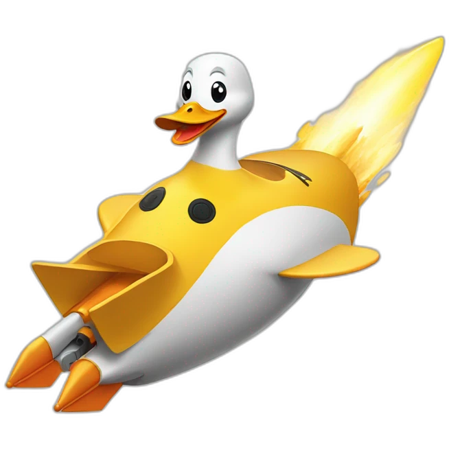 duck on rocket emoji
