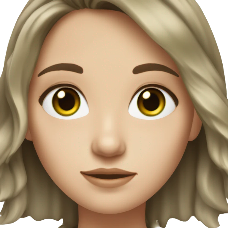 Brunette white girl with green eyes and medium length slightly wavy in hair emoji