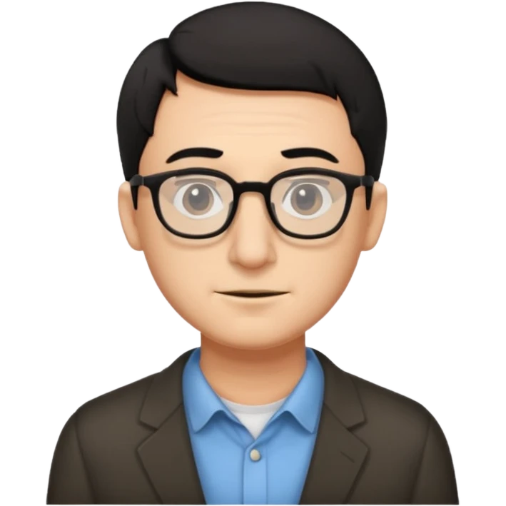Emoli hombre con lentes poco cabello negro y nariz grande emoji