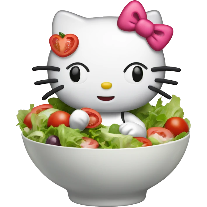 Hello kitty eating a bowl of salad emoji