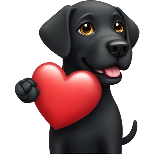 black labrador holding a heart in his paw emoji