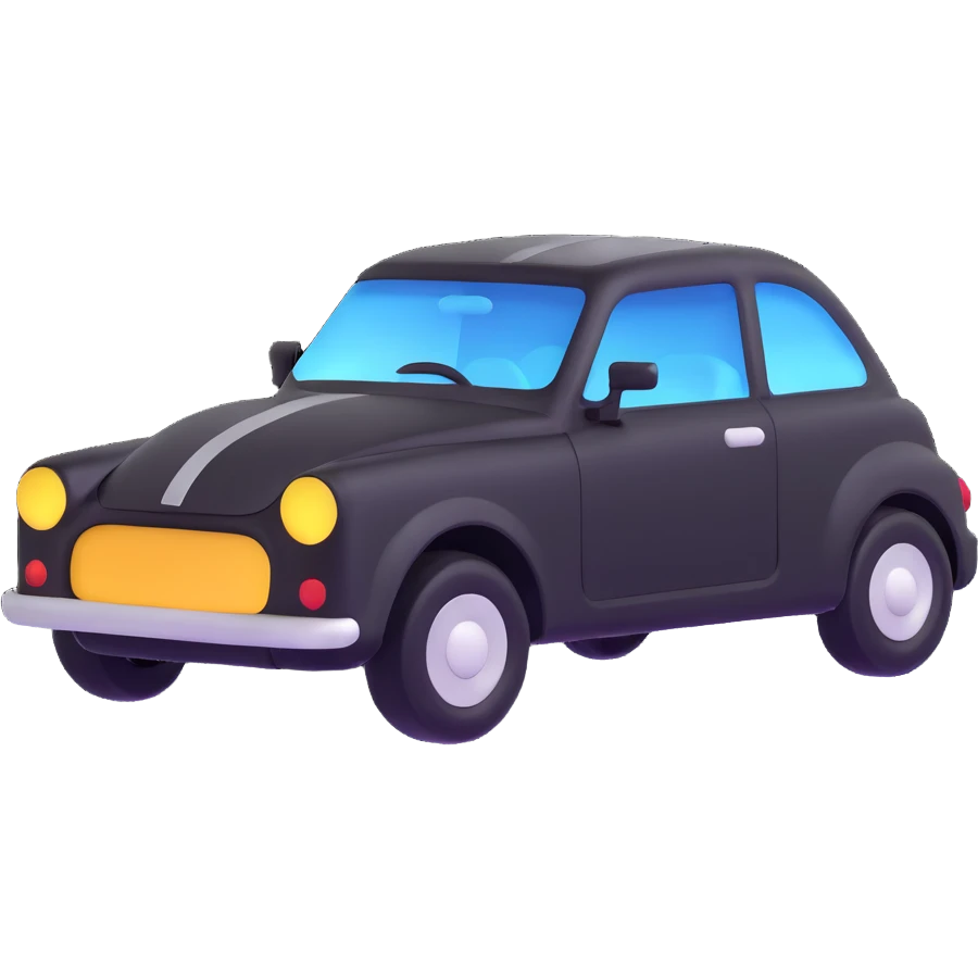 elegant solid car icon with a transparent protective film, refined and smooth design emoji