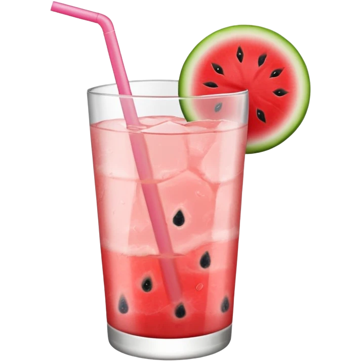 very light pink lemonade in glass with chunk of watermelon on rim no straw emoji