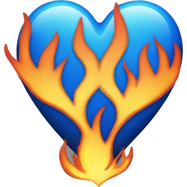 Blue heart with fire iphone look  emoji