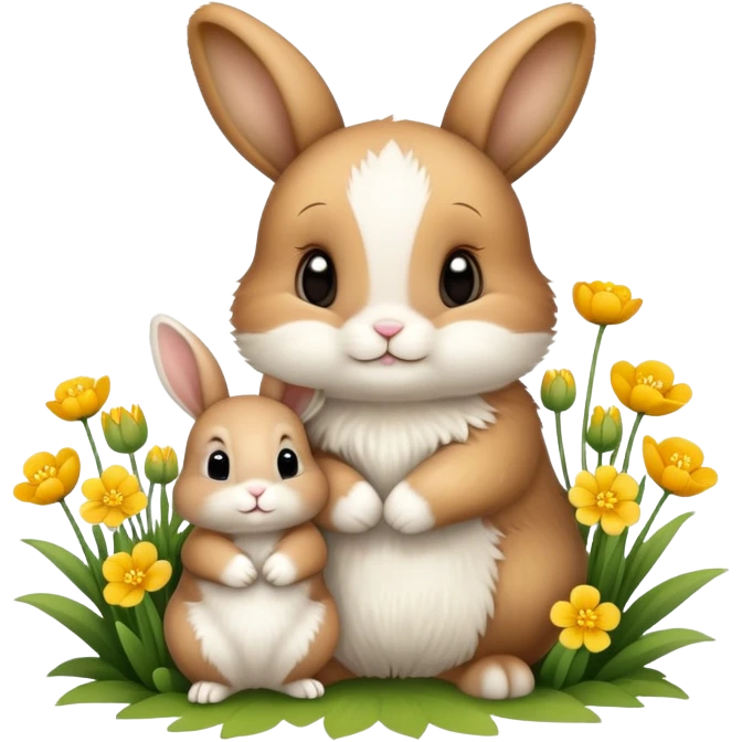 buttercup flowers and baby bunny  emoji
